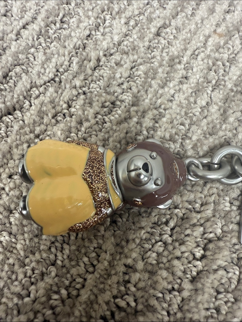 Coach Disney X Princess Belle Bear Keychain in Yellow and Brown with Silver - Picture 4 of 8
